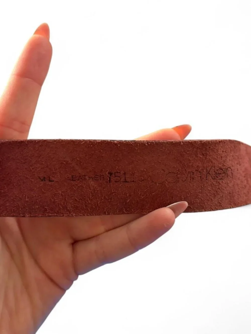 Vintage 90s 70s 80s Calvin Klein red leather belt with brass buckle medium/large